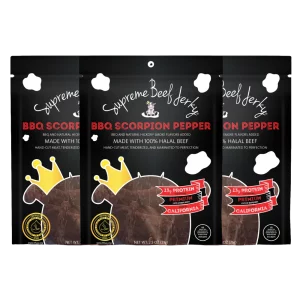 HFSAA Certified Halal Beef Jerky 3 Pack - BBQ Scorpion Pepper